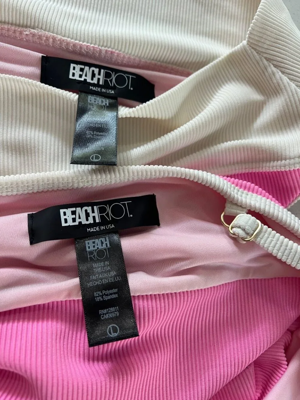 Beach Riot Eva Colorblock pink Bikini Top and bottom set size L